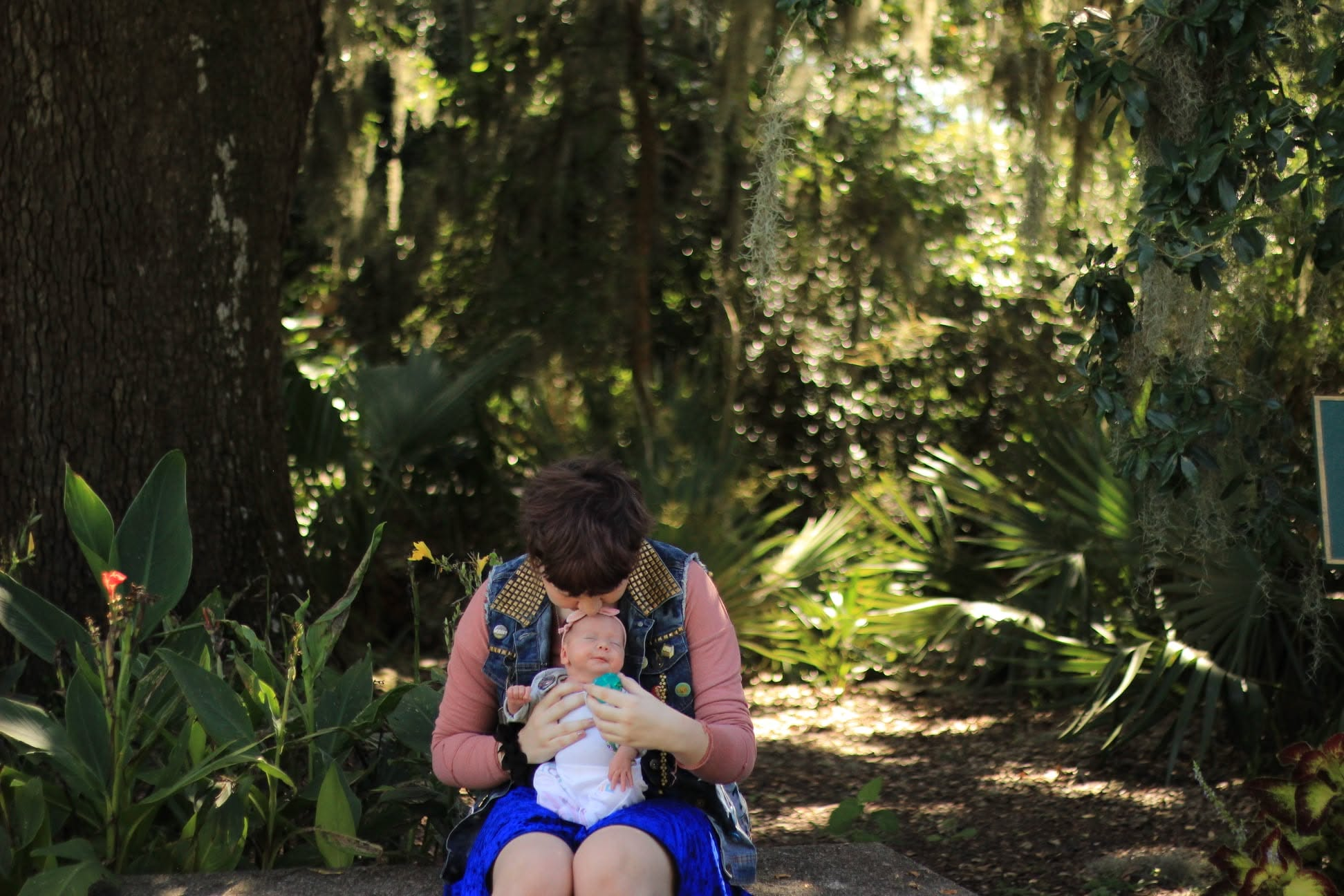 Garden portrait with baby
