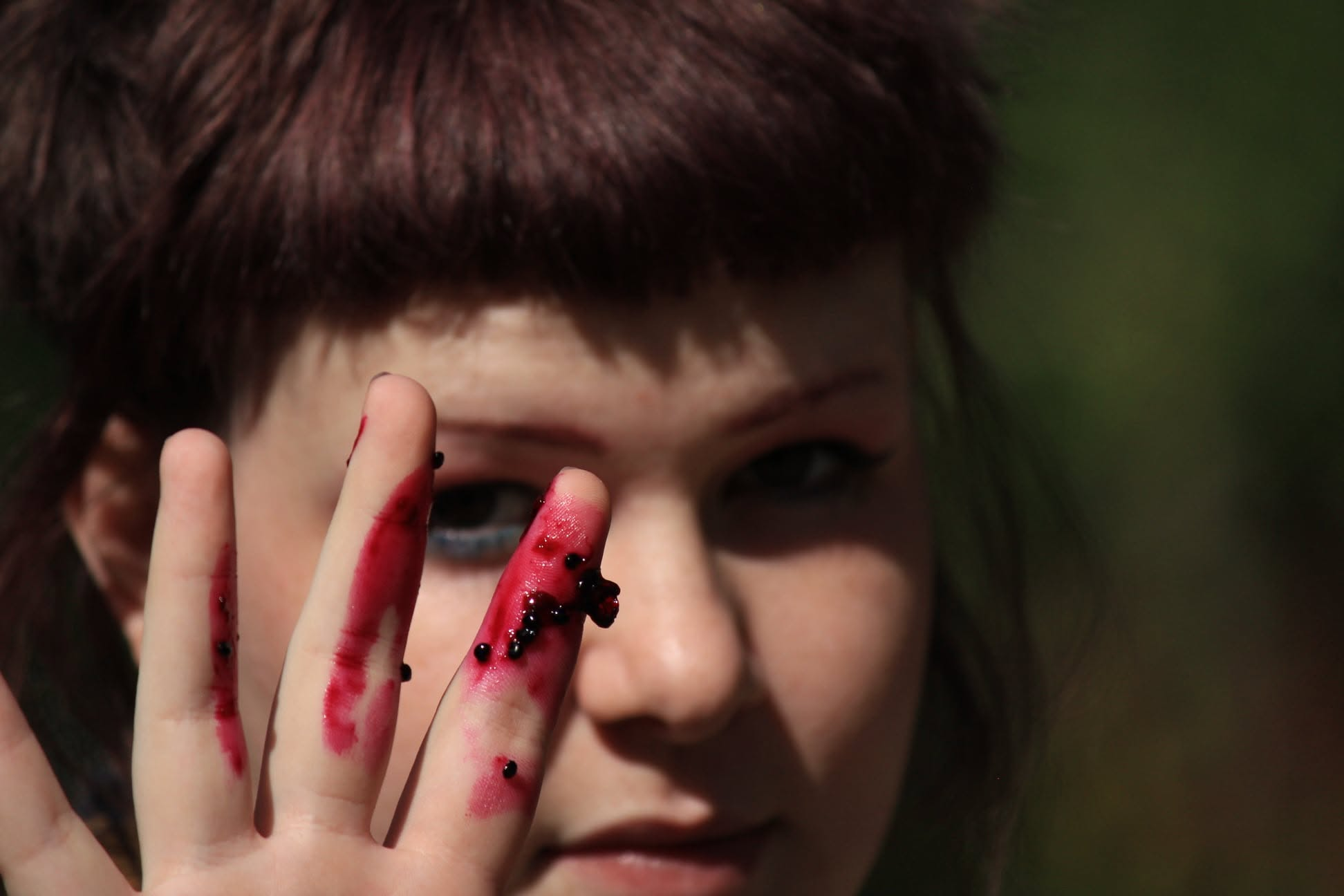 Artistic portrait — theatrical hand over face