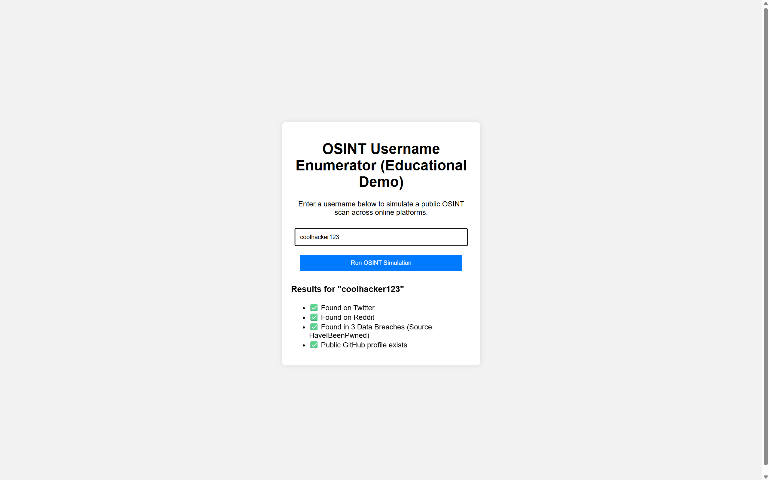 OSINT Enumerator screenshot
