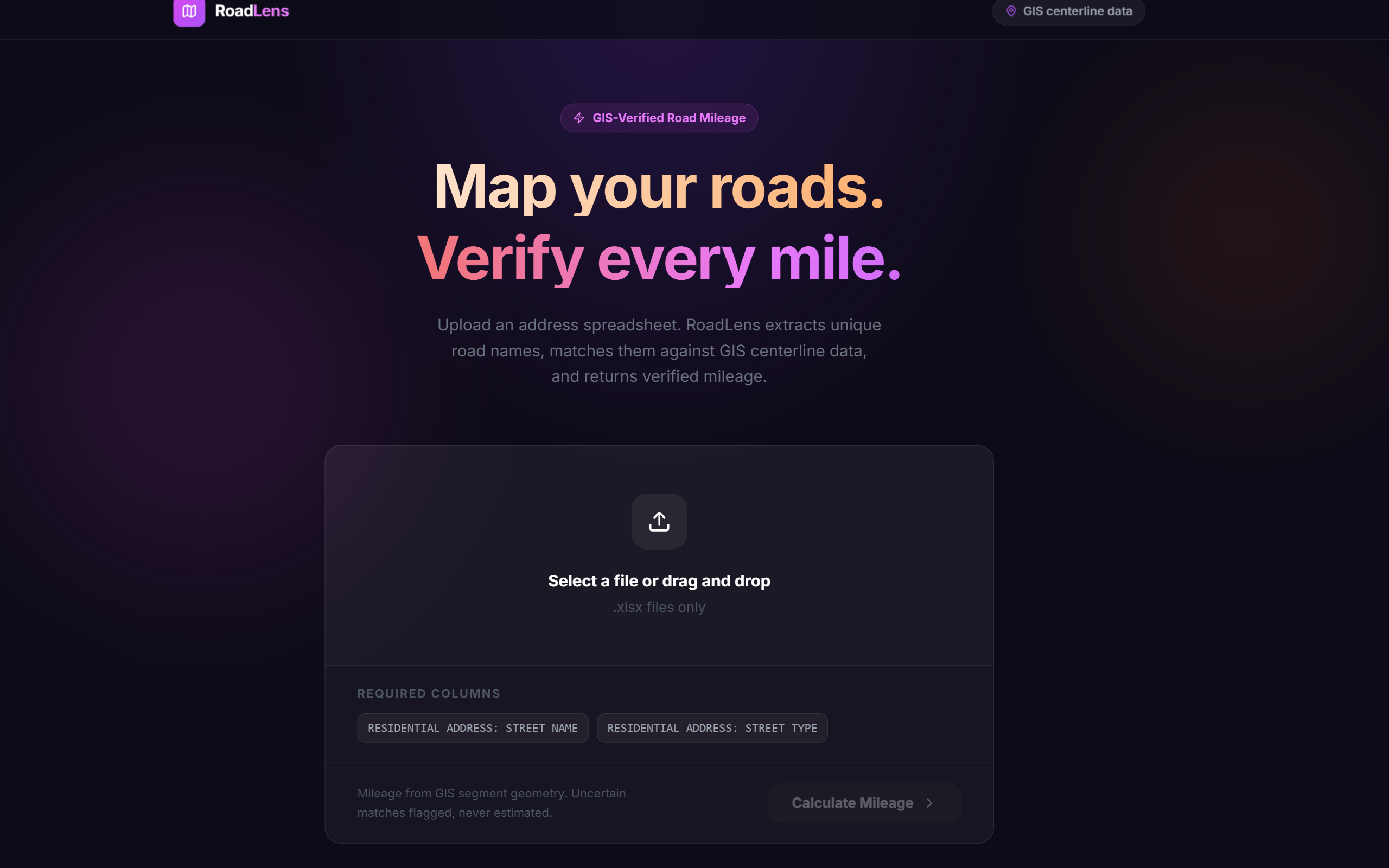 RoadLens GIS road mileage tool